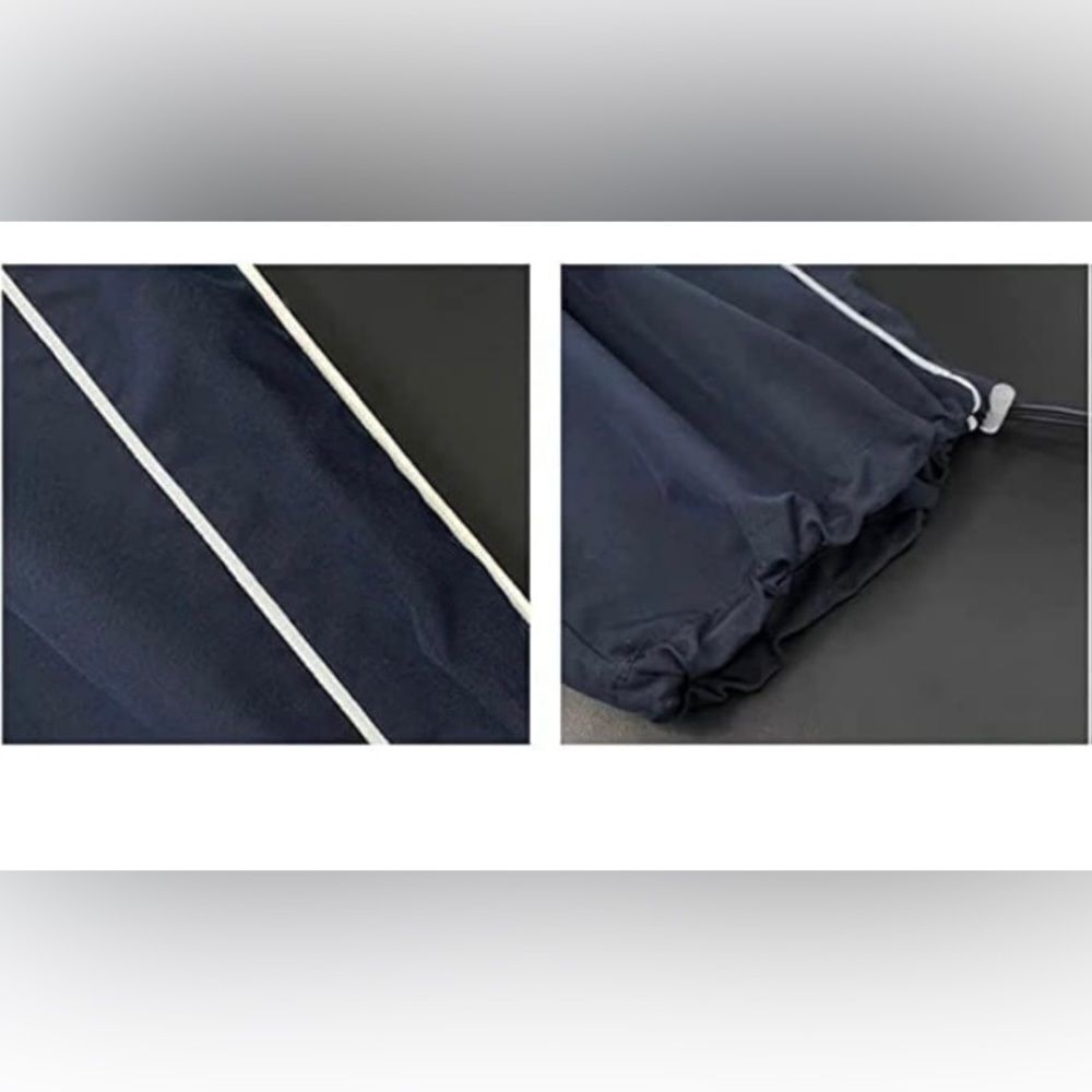 Black Women Y2K Baggy Track Pants Elastic Waist Wide Leg Parachute Pants - Picture 6 of 7